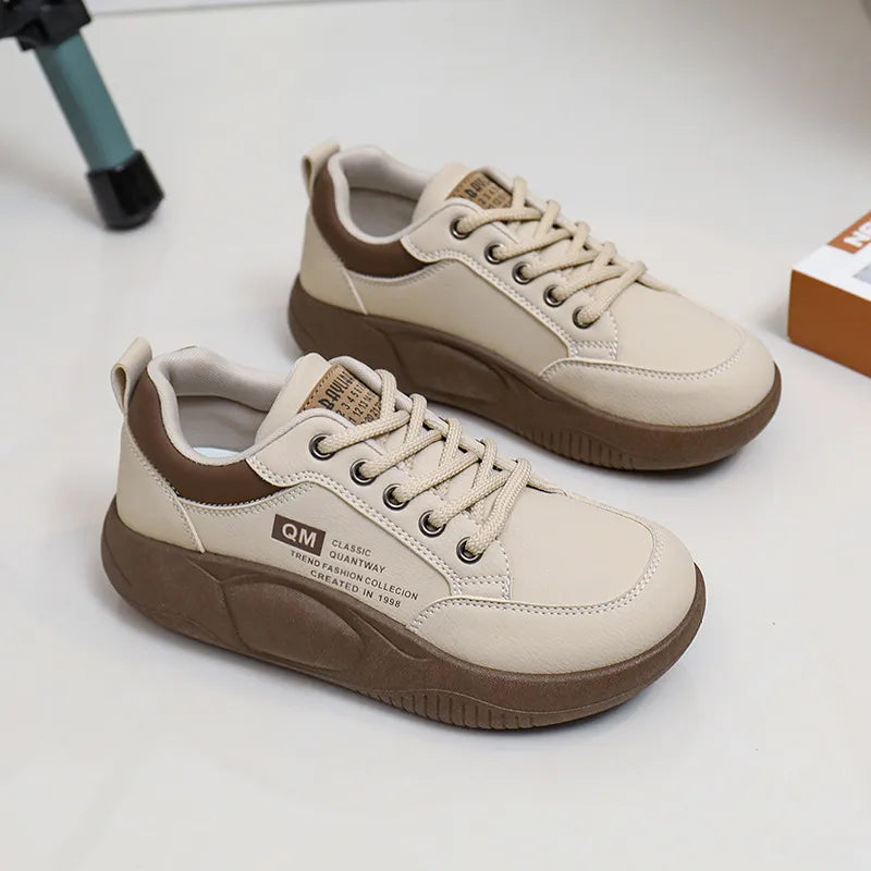 Lace Up Round Toe Platform Sneakers