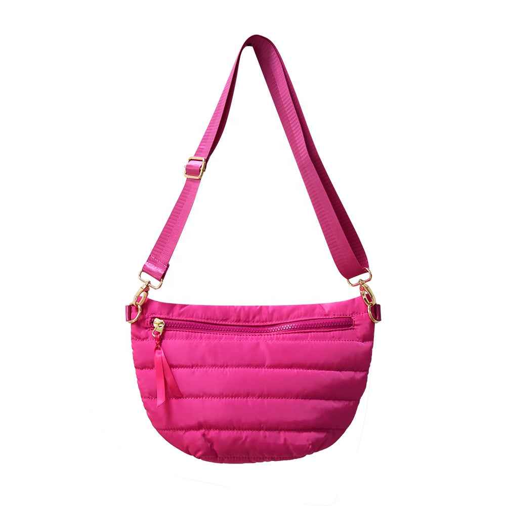 The Blake | Crescent Puffer Sling Bag | 14 Colors Bright Pink