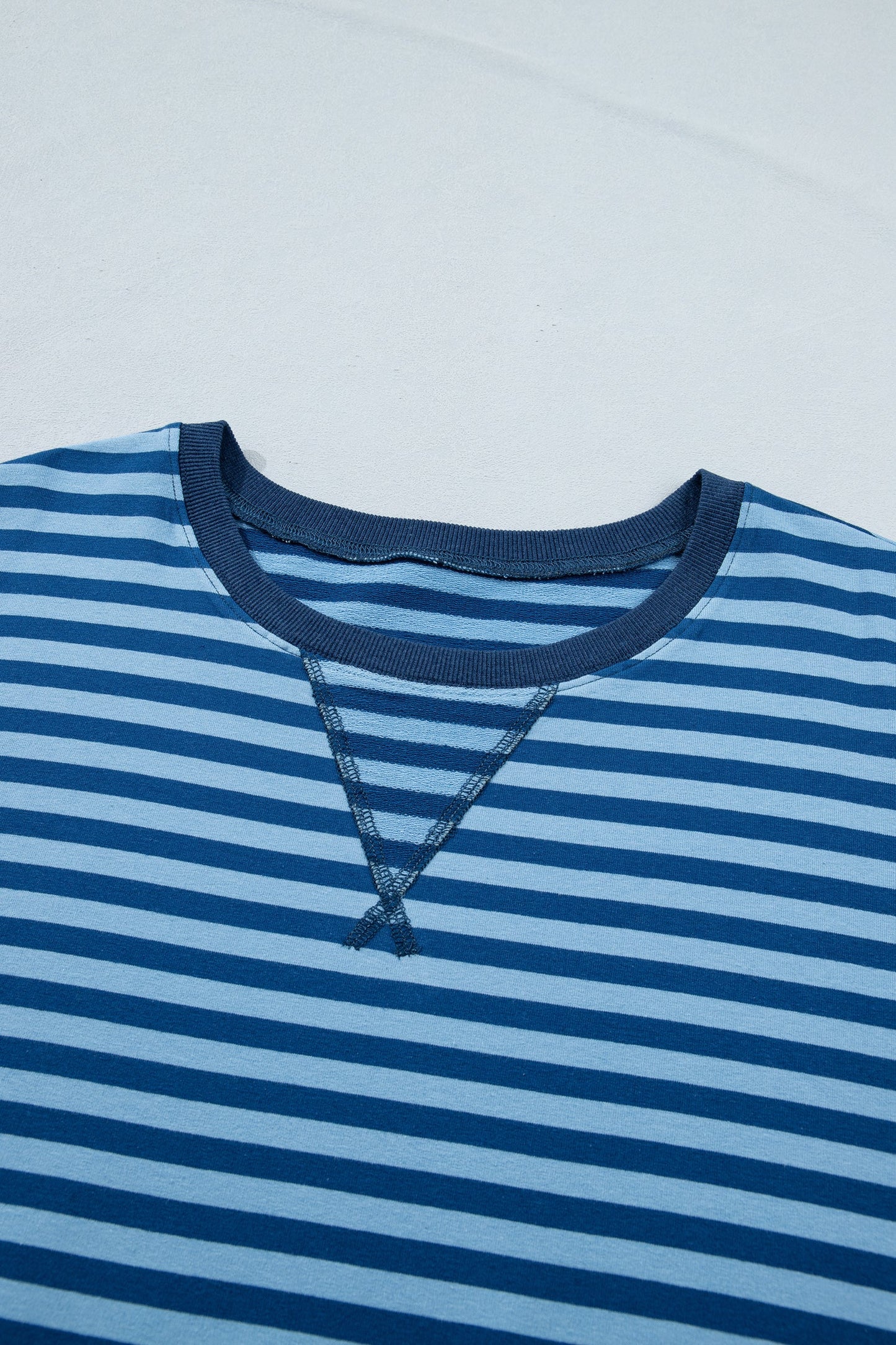 Plus Size Stripe Dropped Shoulder Tee & Shorts Set