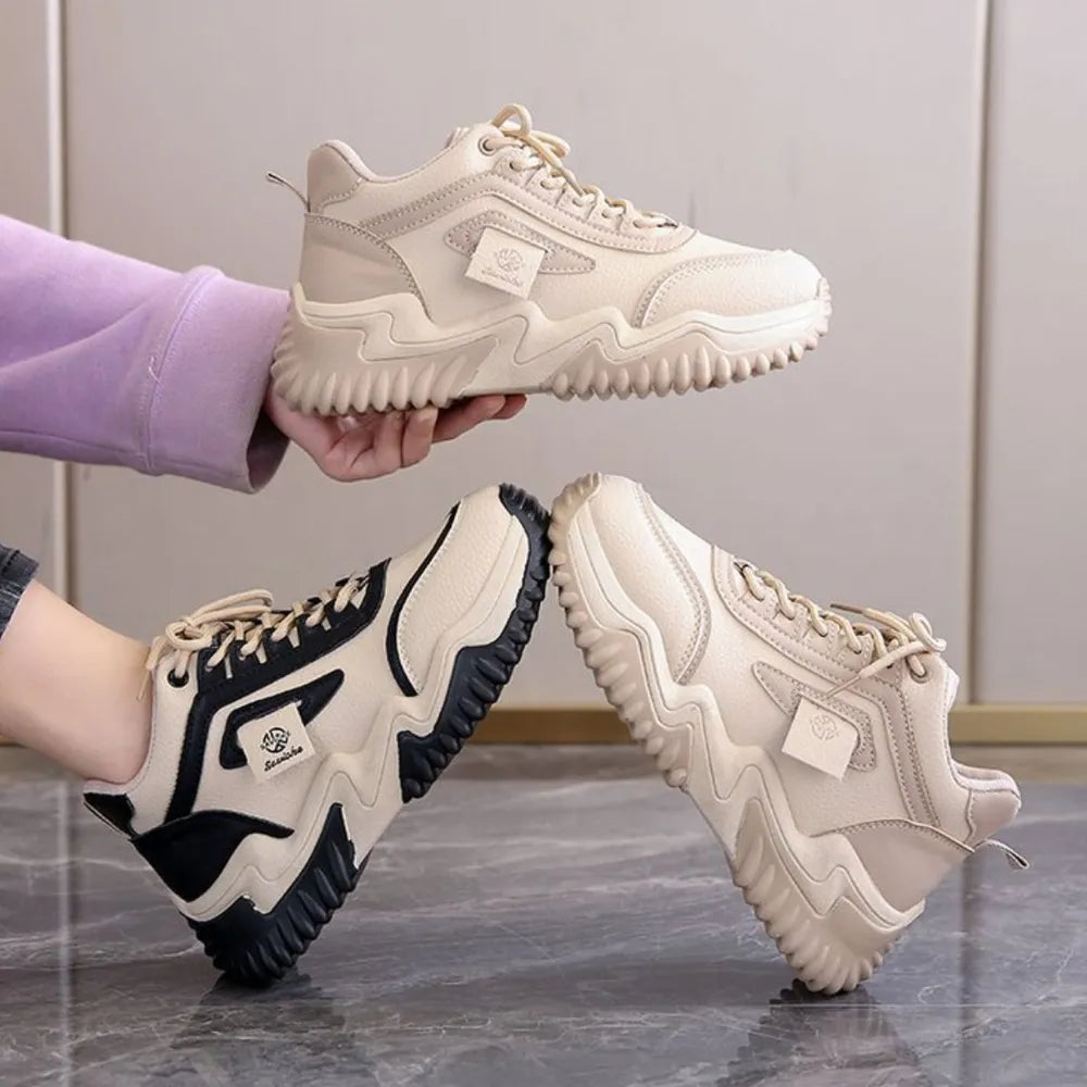 Round Toe Platform Athletic Beige