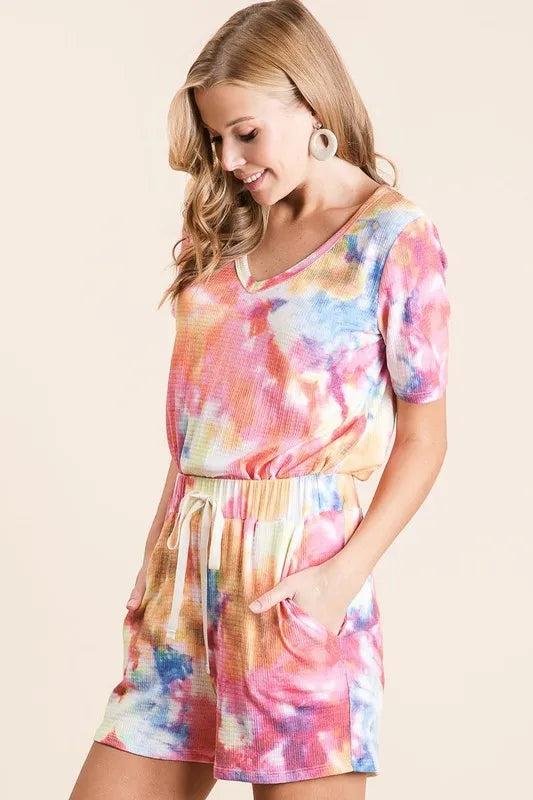 BiBi Tie Dye French Terry Casual Shorts