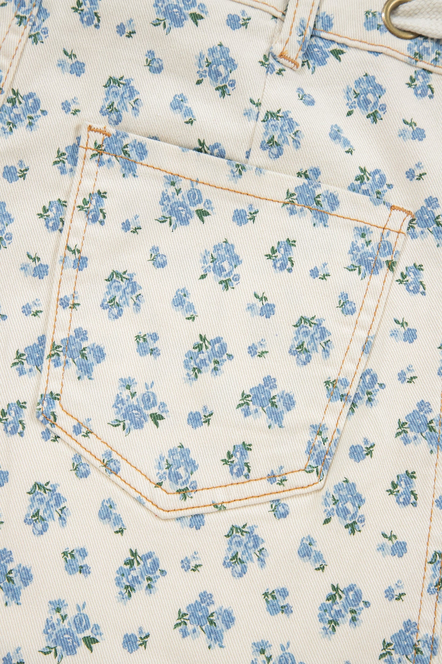 Floral Grommet Knot Waist Barrel Leg Jeans