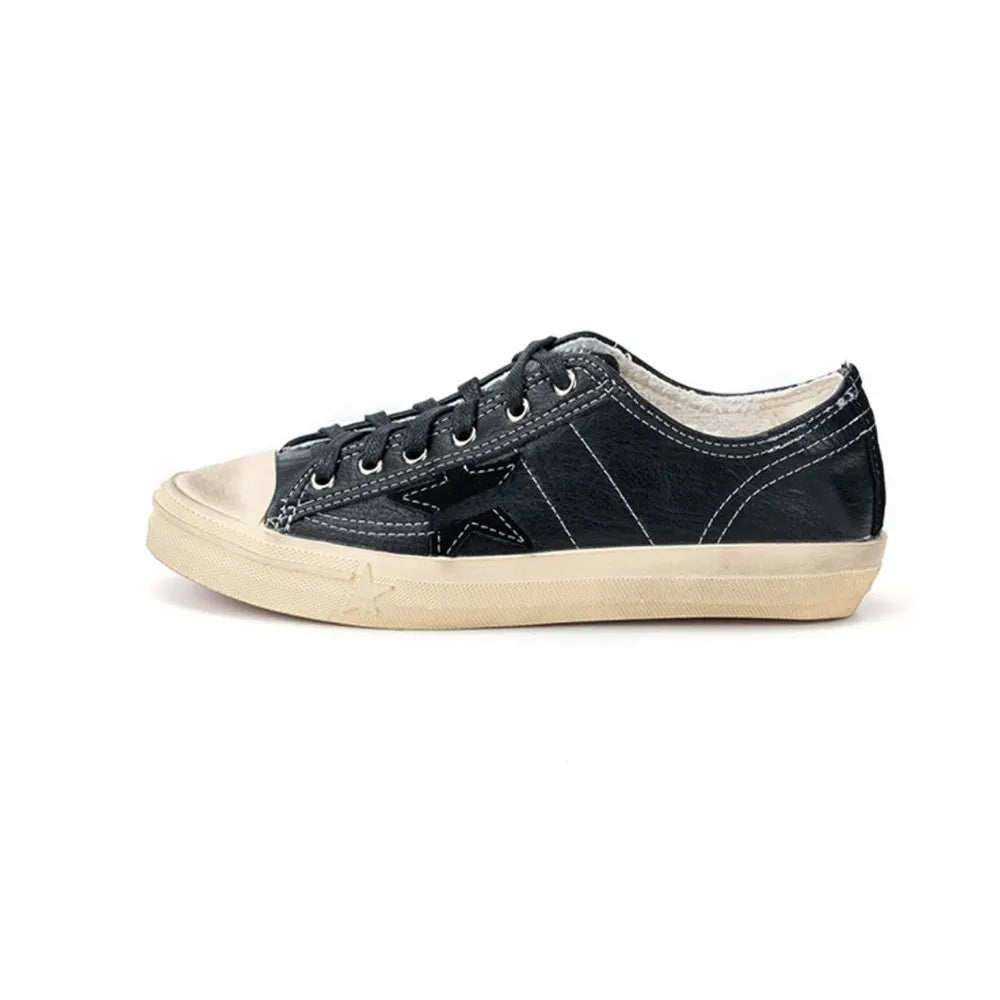Star Round Toe Lace Up Sneakers Black