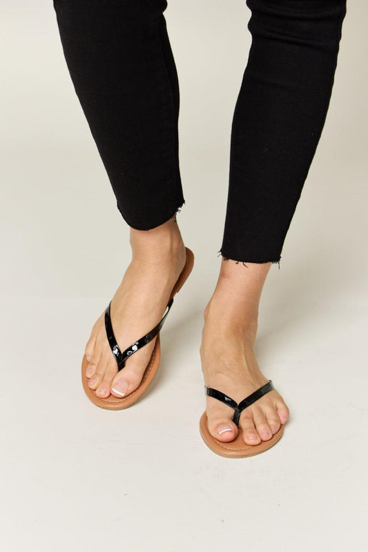 WILD DIVA PU Leather Open Toe Sandals Black