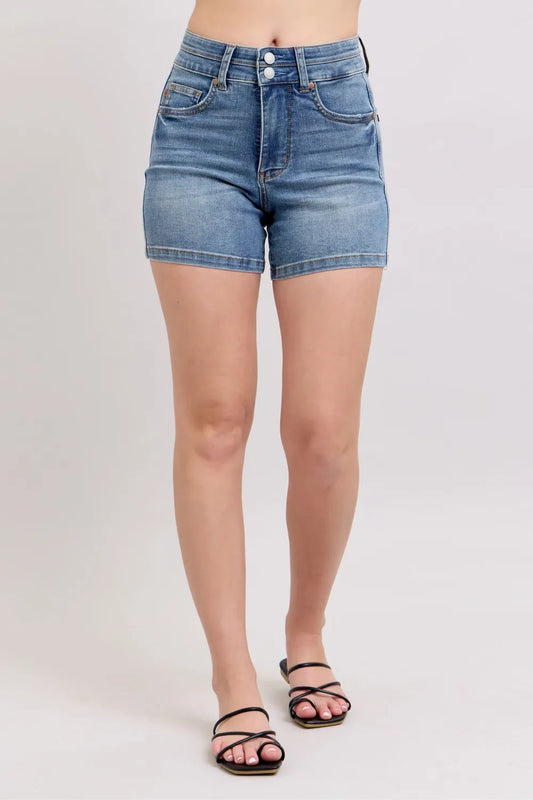 Judy Blue Full Size High Rise Tummy Control Denim Shorts Plus Size Medium