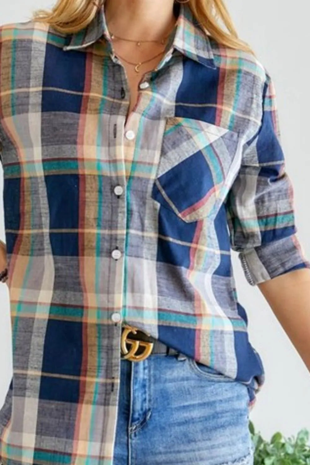ADORA Button Down Plaid Shirt