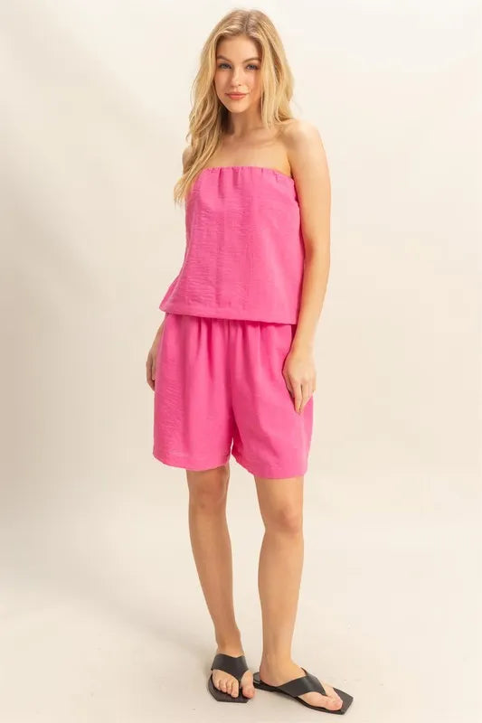 HYFVE Tube Top and Flowy Shorts Set MAGENTA