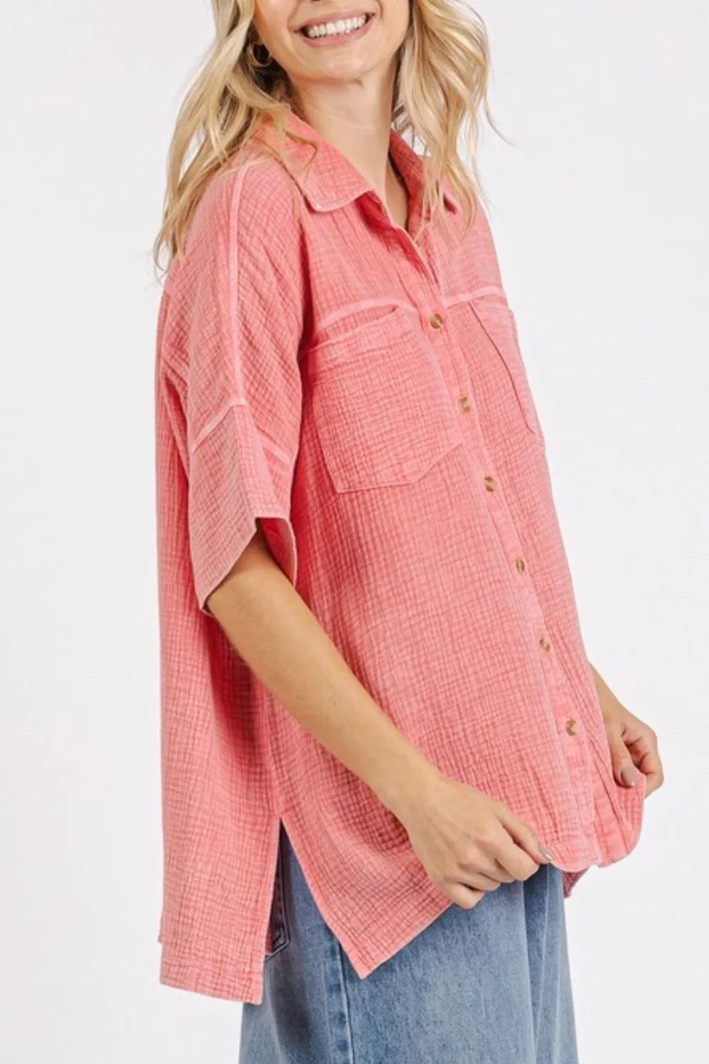 Mittoshop Mineral Wash Gauze Oversized Short Sleeve Shirt