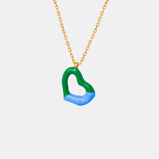 Heart Pendant Titanium Steel Necklace Gold One Size