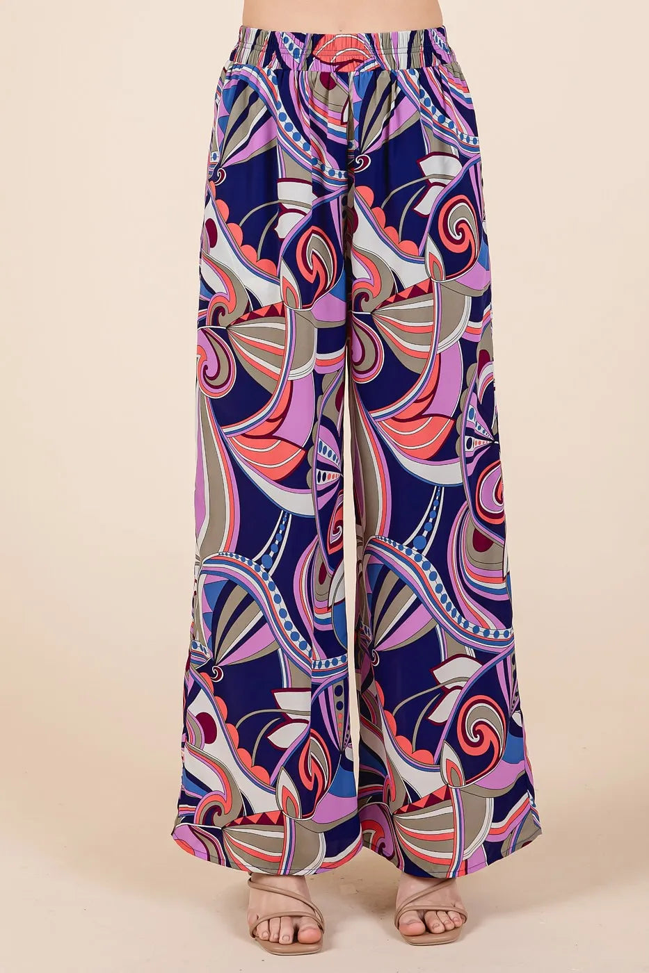 Mittoshop Abstract Print Elastic Waist Wide Leg Pants COBALT MULTI