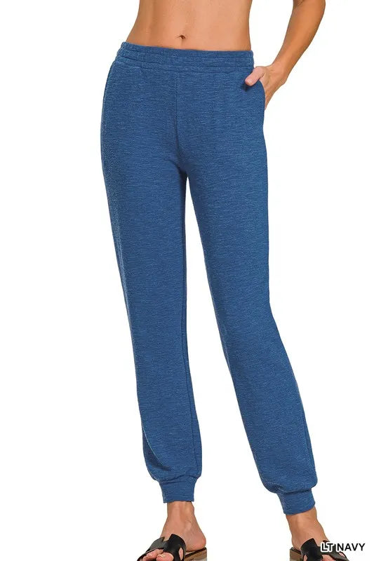 Zenana Cotton Slub Jogger Pants
