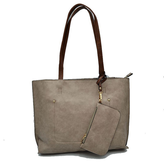 PU Vegan Leather 2 in 1 Tote Crossbody Handbag