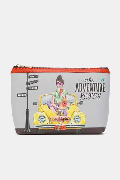 Nicole Lee USA Printed Large Cosmetic Pouch Fun Begins One Size
