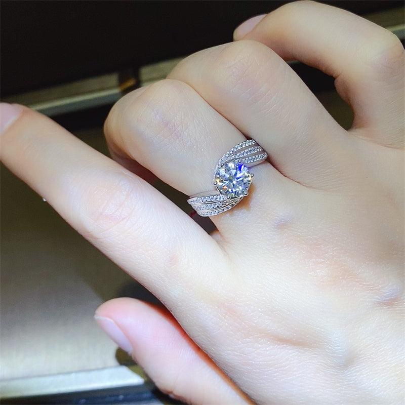 1 Carat Moissanite 925 Sterling Silver Ring Silver