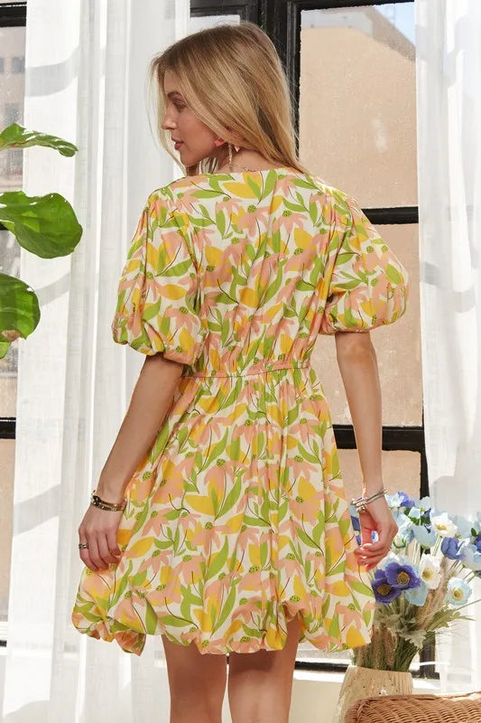 ADORA Puff Sleeve Floral Dress
