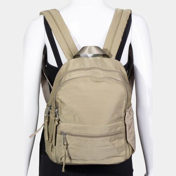 Fame Nylon Multi Pocket Backpack Bag Khaki One Size