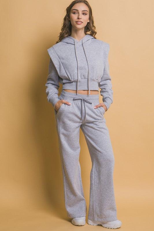 Love Tree Drawstring Wide Leg Sweatpants with Pockets Gray