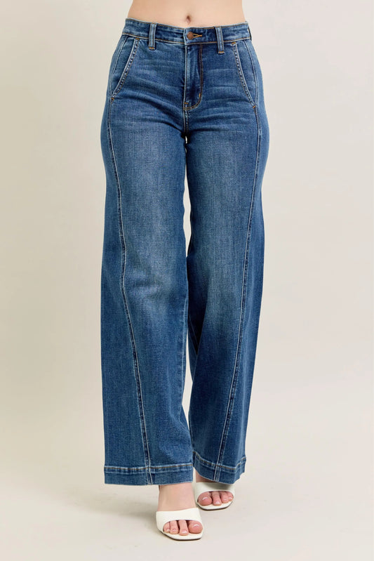 Judy Blue Full Size High Waist Wide Leg Jeans Plus Size MD