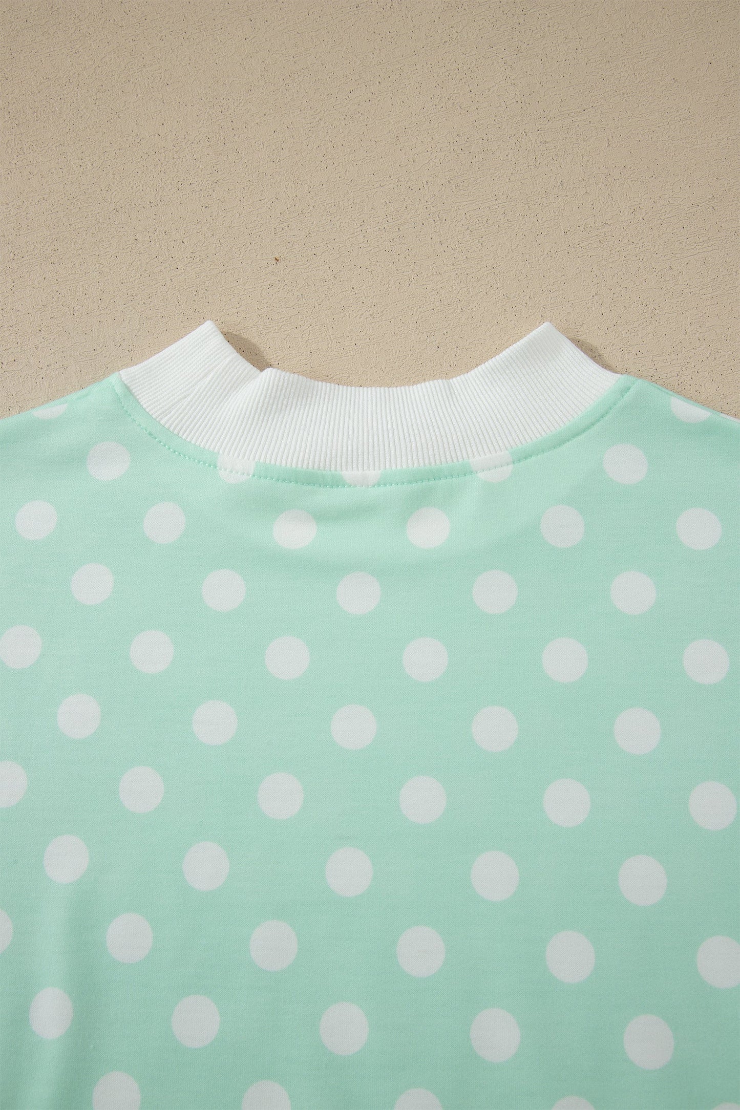 Polka Dot Colorblock Mock Neck & Shorts Set