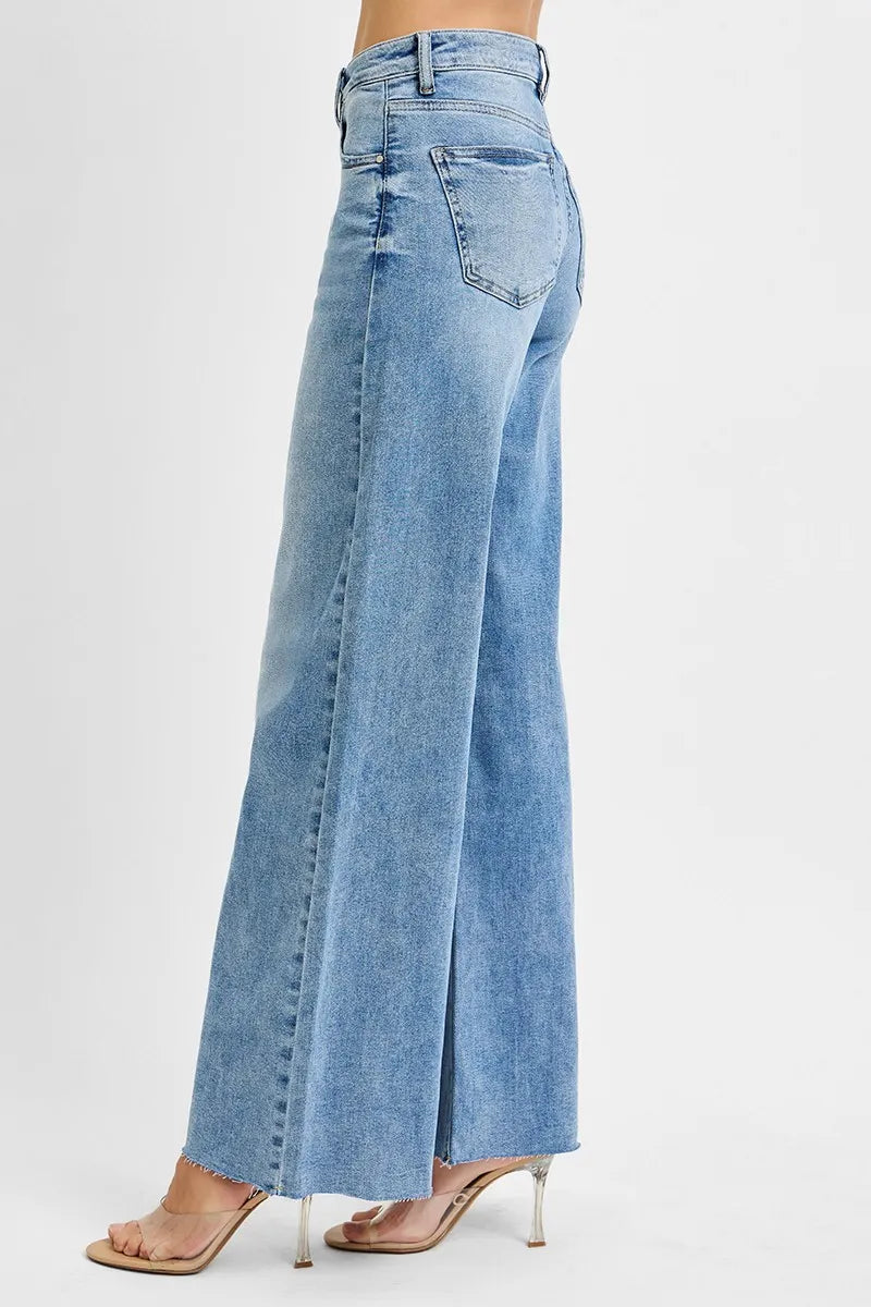 RISEN Full Size Tummy Control High Rise Ankle Palazzo Jeans Plus Size