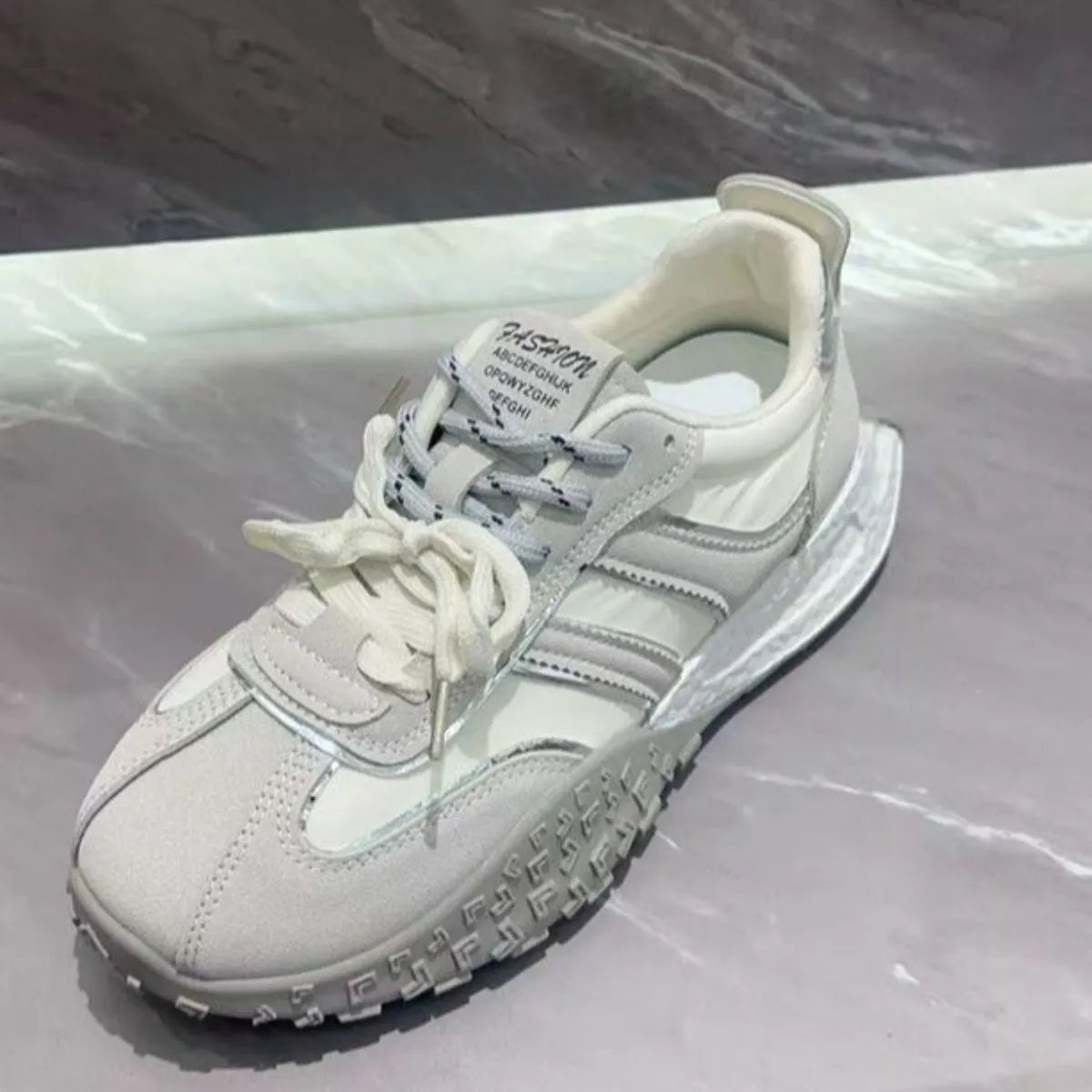 Round Toe Flats Athletic Gray