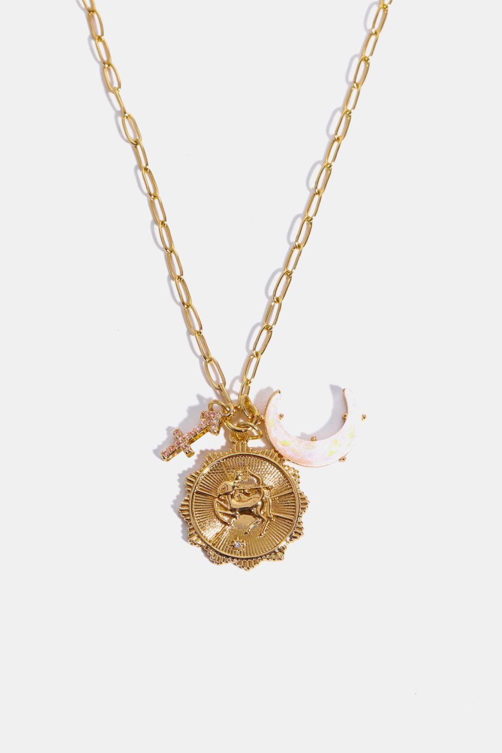 Constellation and Moon Pendant Copper Necklace Sagittarius One Size