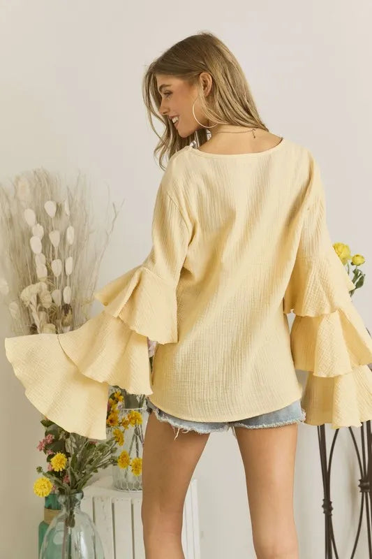 ADORA Layered Bell Sleeve Blouse
