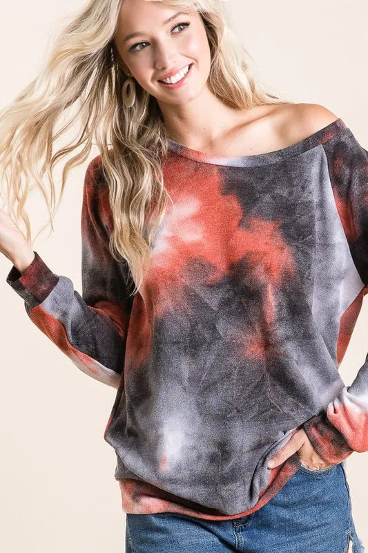 BiBi Tie Dye Sweater Knit Top