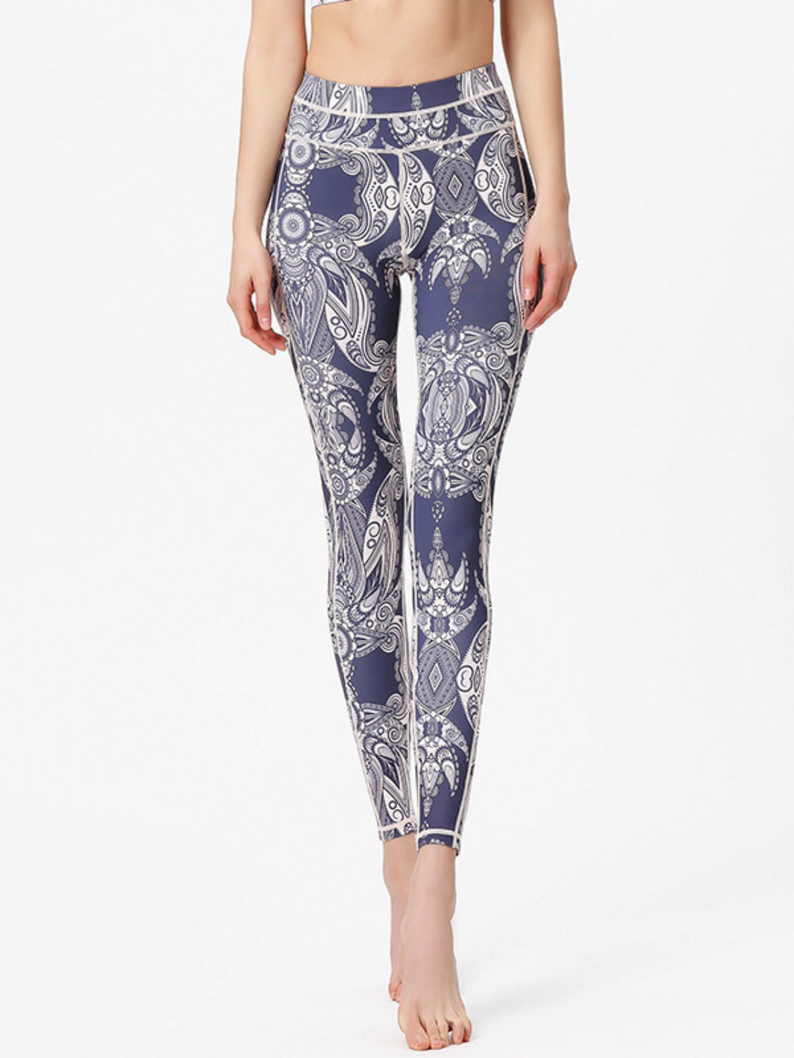 Printed Active High Waist Leggings French Blue