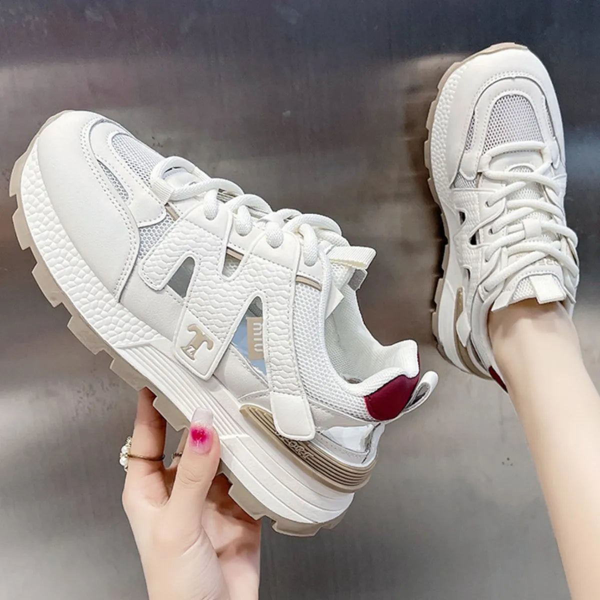 Round Toe Platform Sneakers