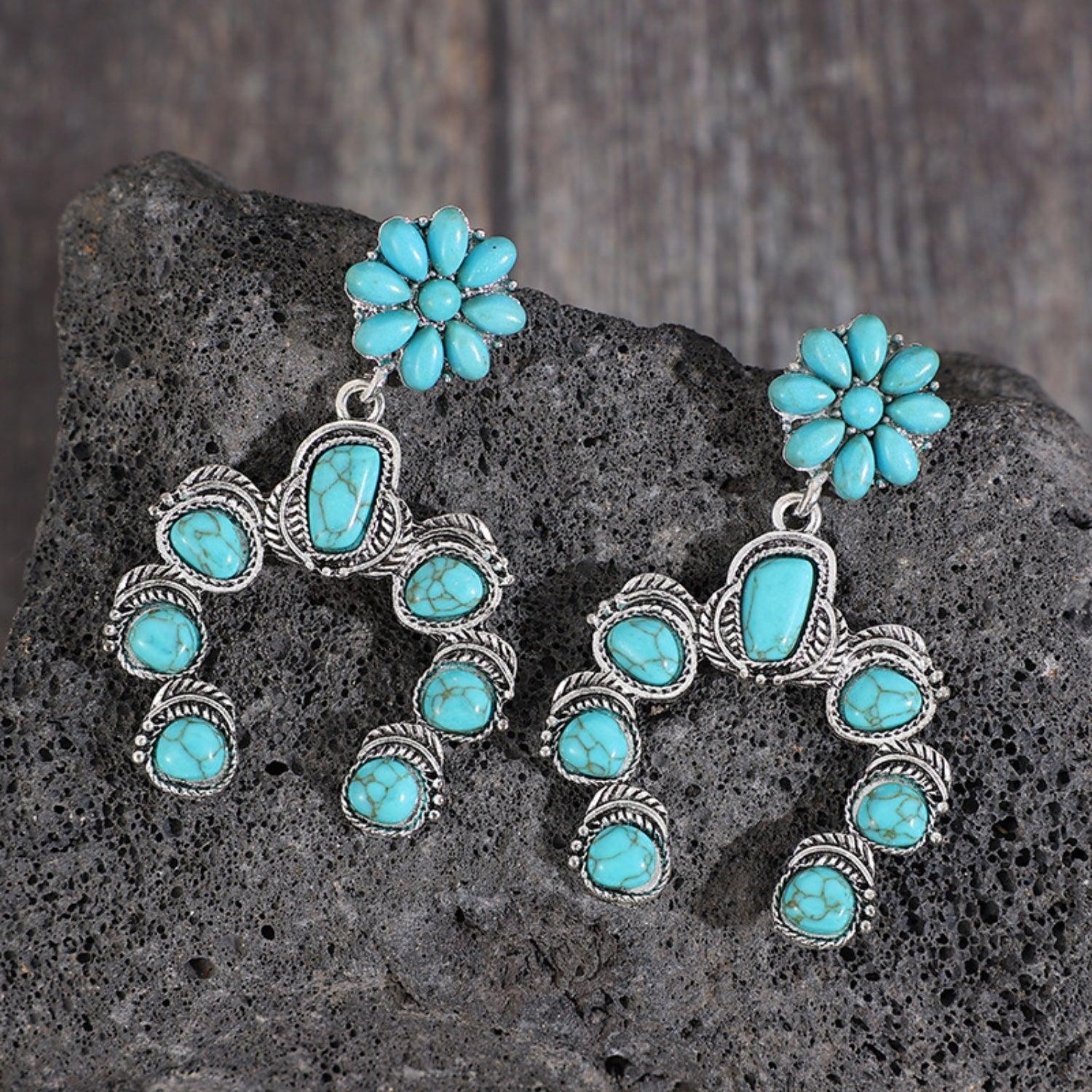 Artificial Turquoise Alloy Dangle Earrings Light Blue One Size