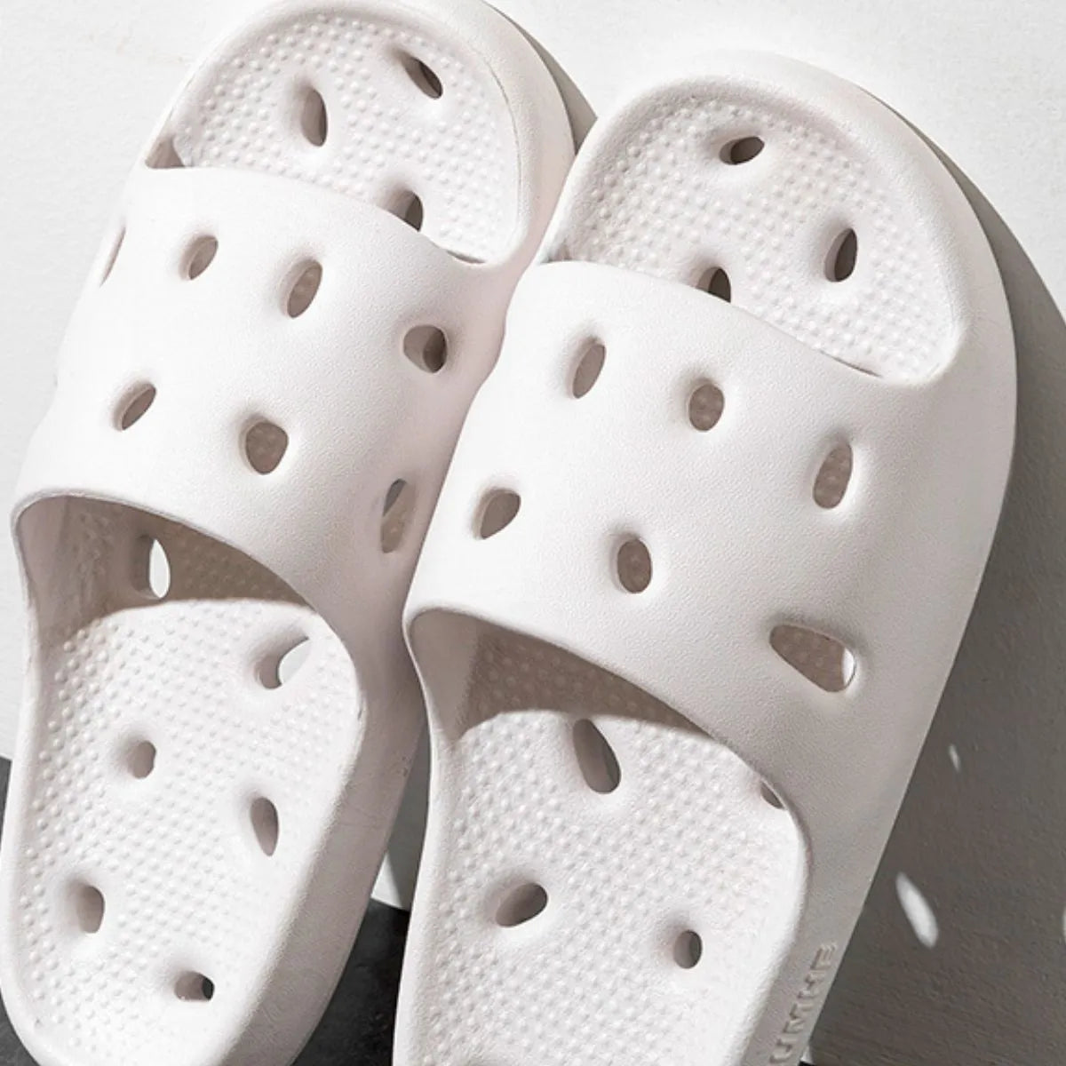 Open Toe Platform Slippers White