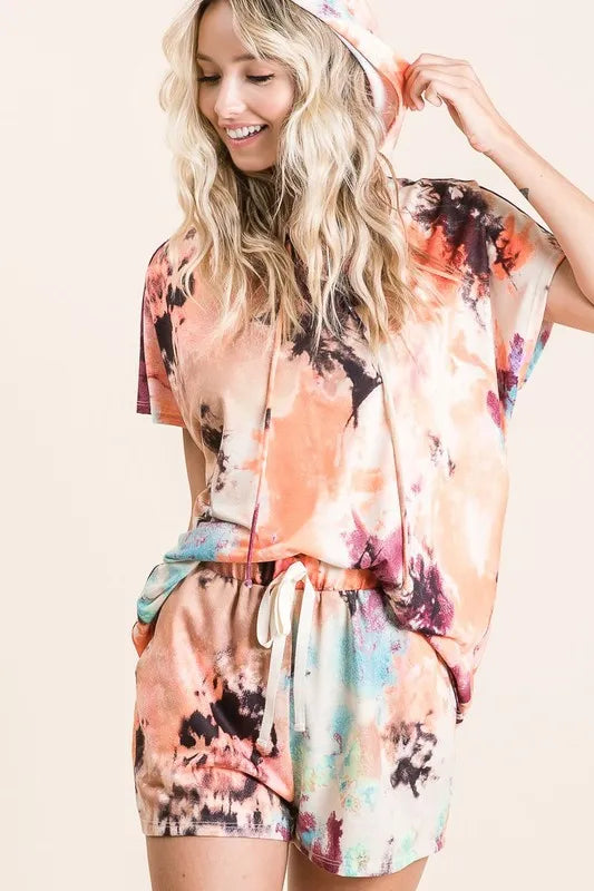 BiBi Tie Dye Terry Hoodie With Drawstring