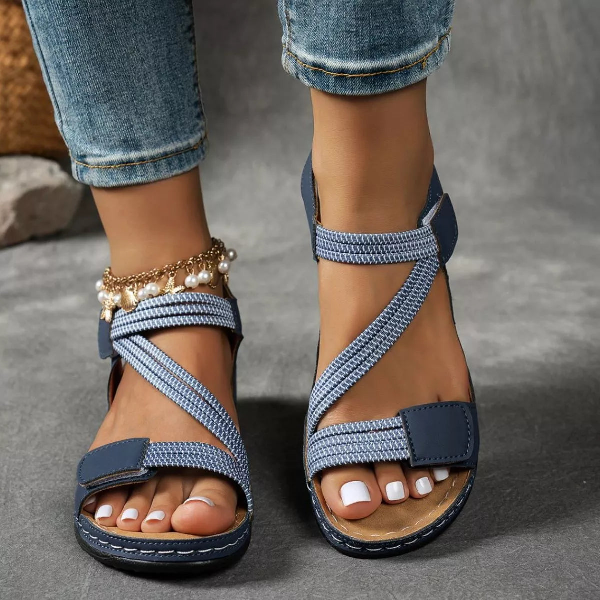 Open Toe Wedge Ankle Strap Sandals