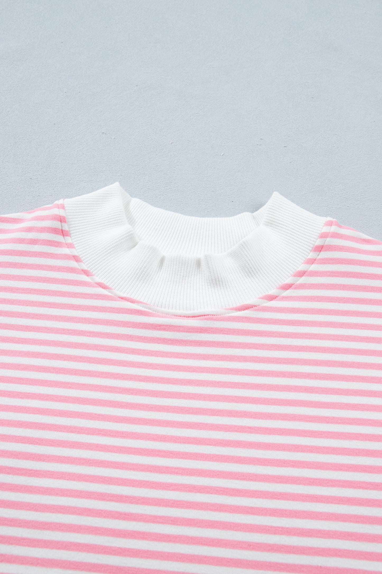 Stripe Contrast Mock Neck Tee & Shorts Set