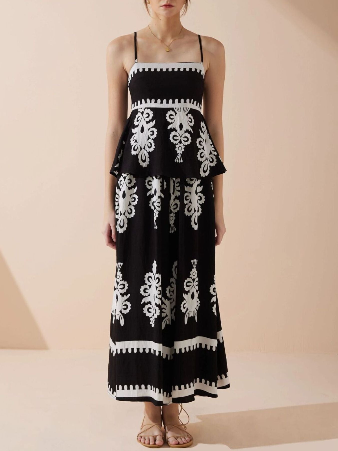 Full Size Printed Cami and Wide Leg Pants Set Plus Size