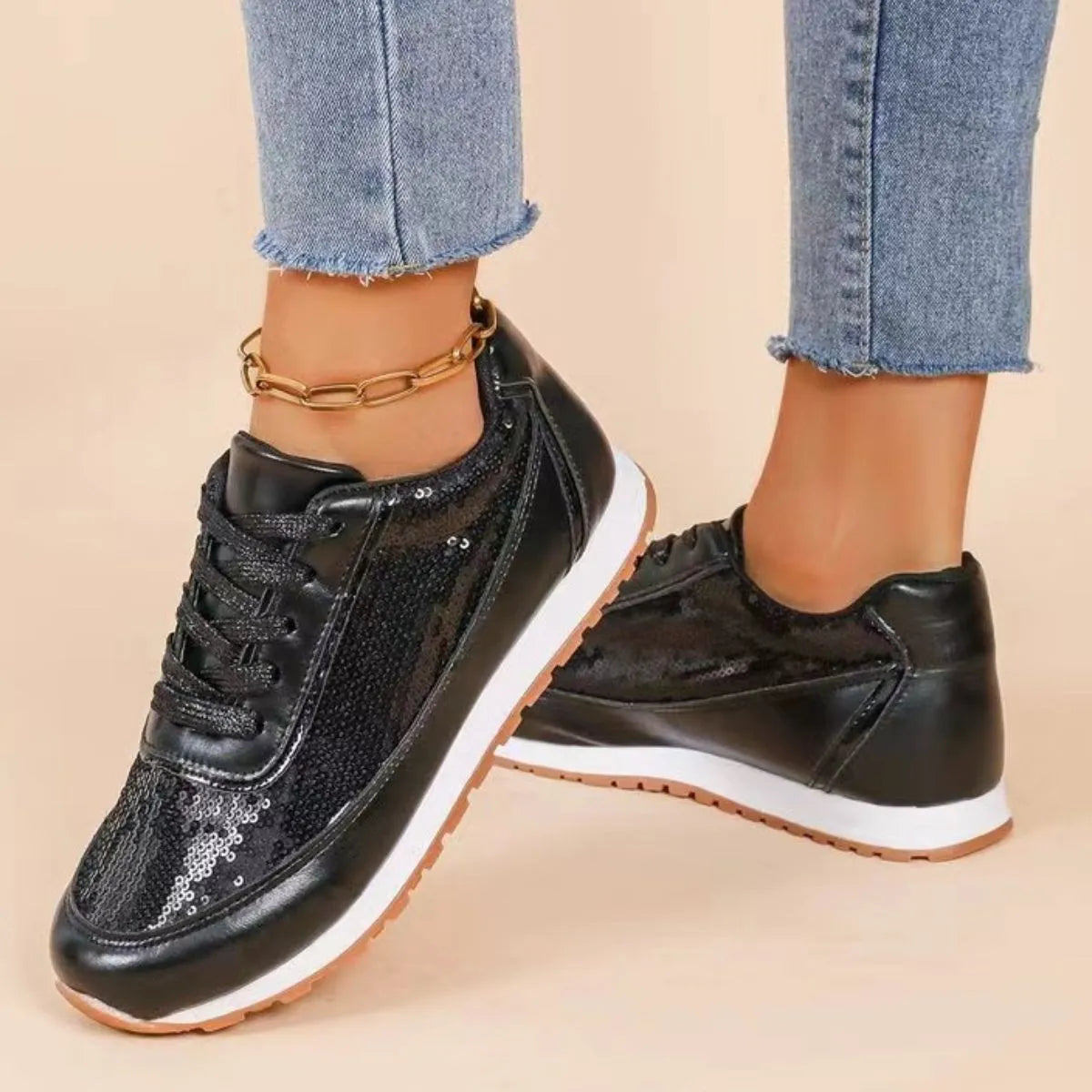 Round Toe Platform Athletic Black
