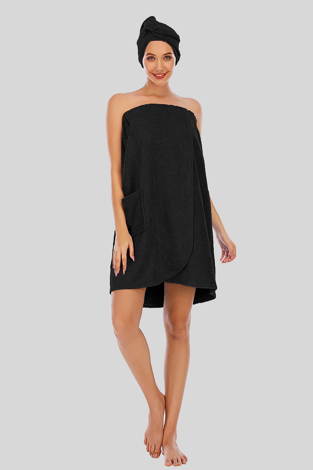 Strapless Robe with pocket Black