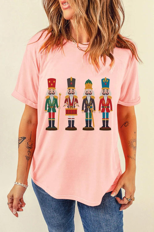 Nutcracker Round Neck Short Sleeve T-Shirt Blush Pink