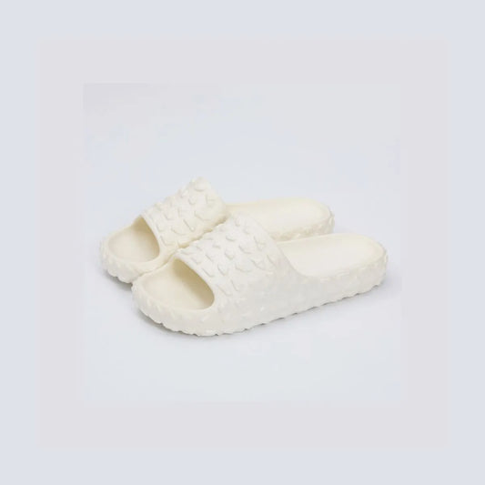 Open Toe Platform Slippers White