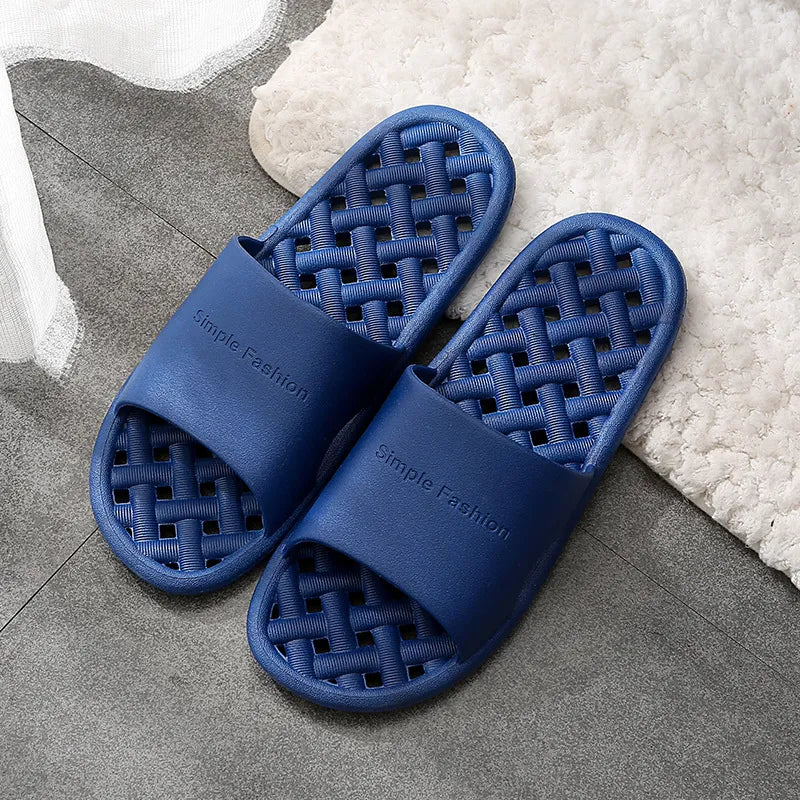 Open Toe Platform Slippers Blue