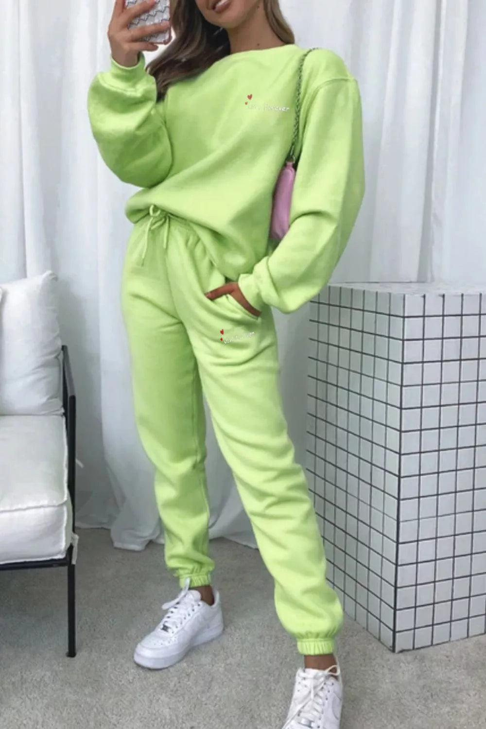 Round Neck Sweatshirt and Joggers Set