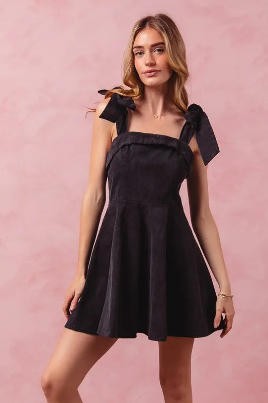 SO ME Fit and Flare Washed Gameday Dress BLACK
