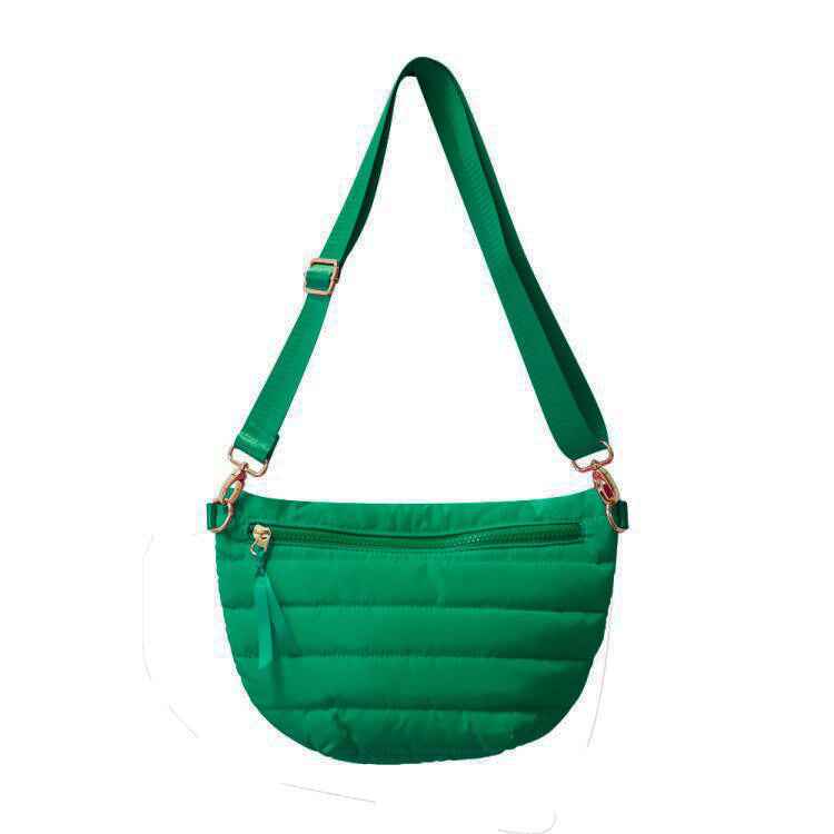 The Blake | Crescent Puffer Sling Bag | 14 Colors Kelly Green