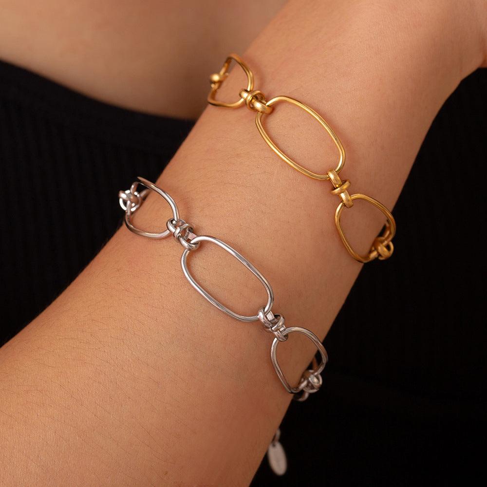 Titanium Steel Chain Bracelet Gold One Size