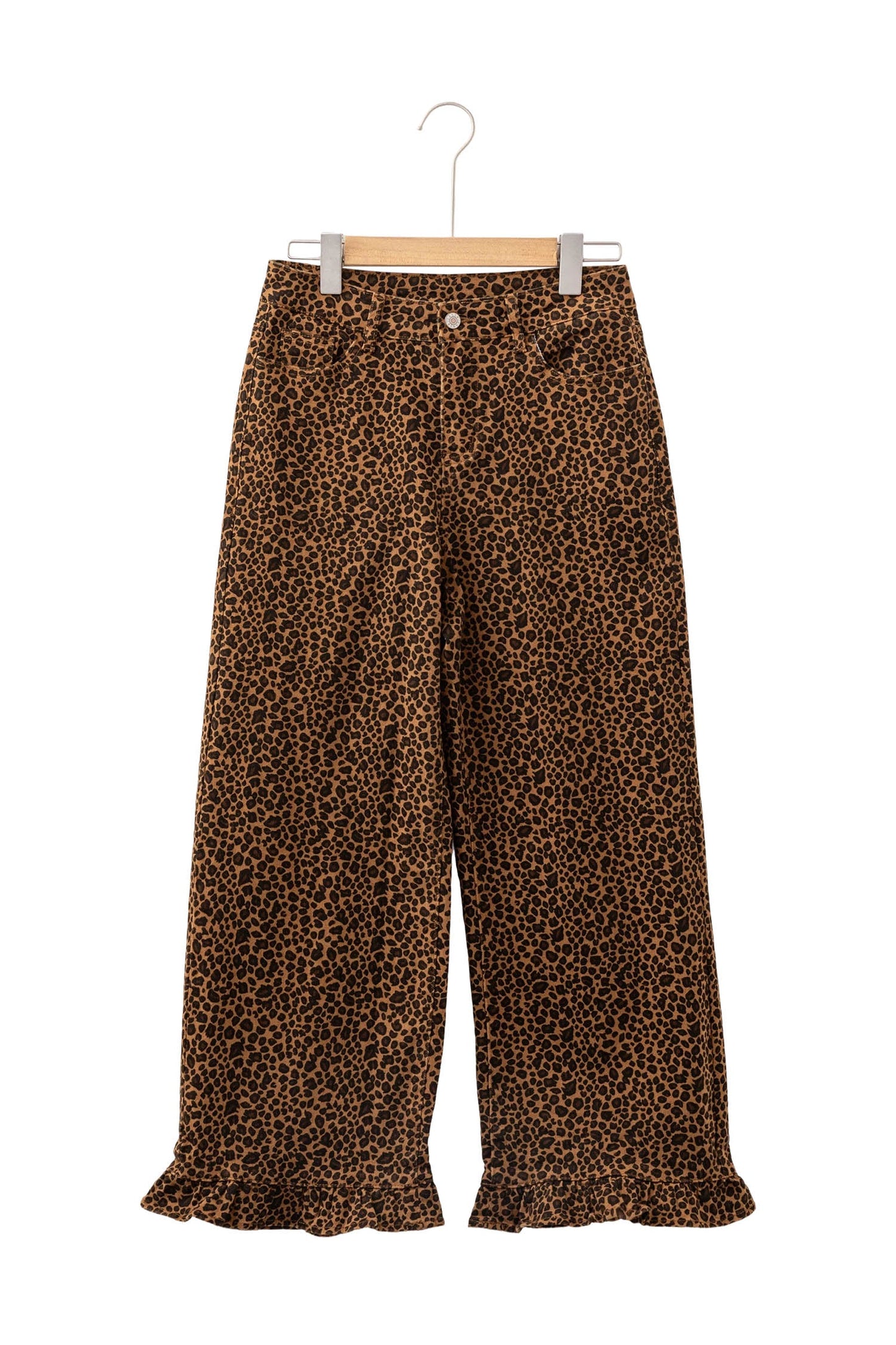 Leopard Ruffle Hem Shift Jeans