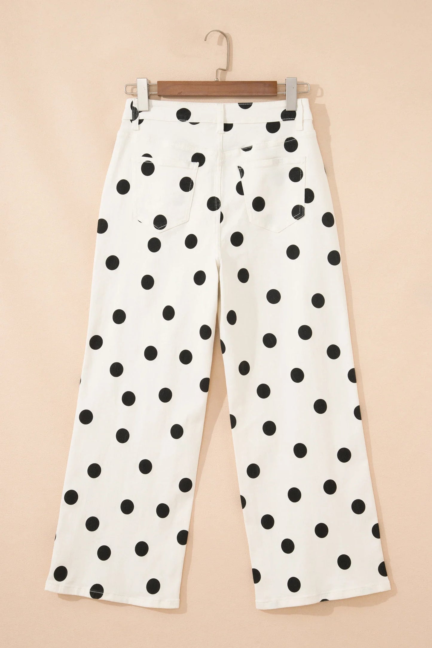 Polka Dot Wide Leg Ankle Length Jeans