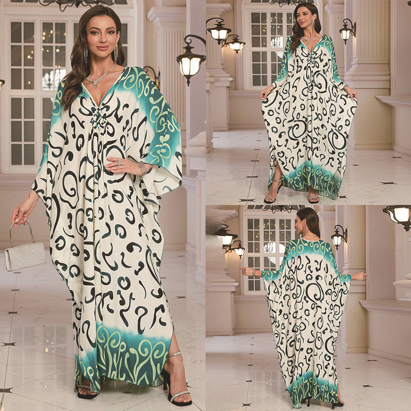 Fashion Personalized Cotton Printed Beach Dress Women