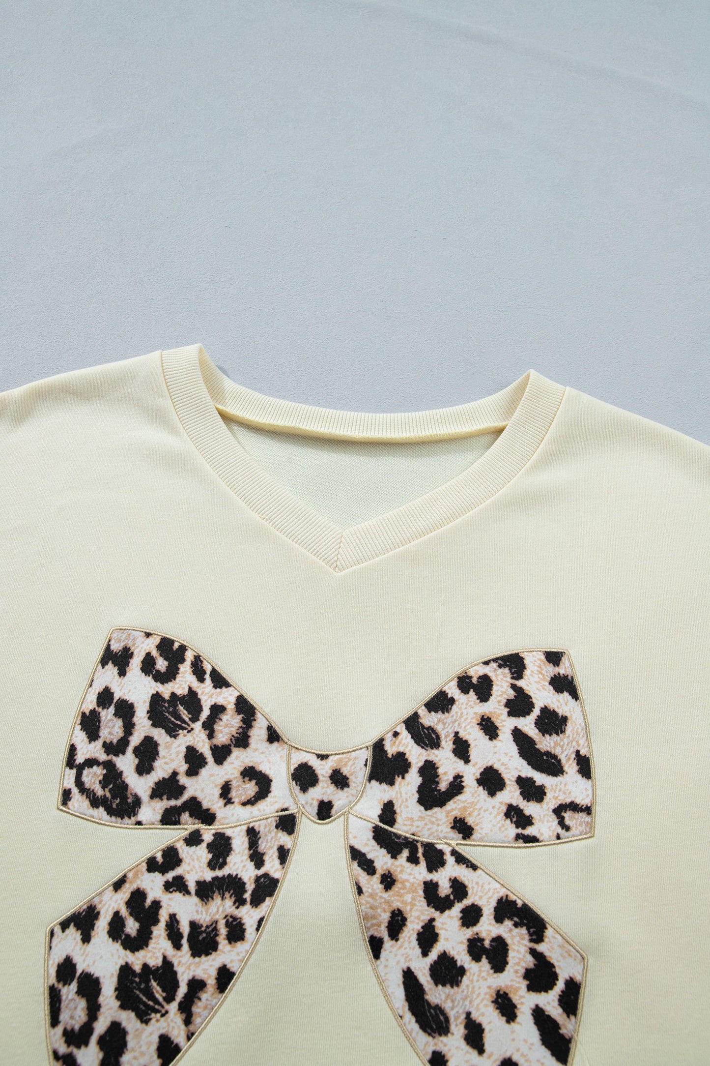 Leopard Bow Patch Tee & Drawstring Shorts Set