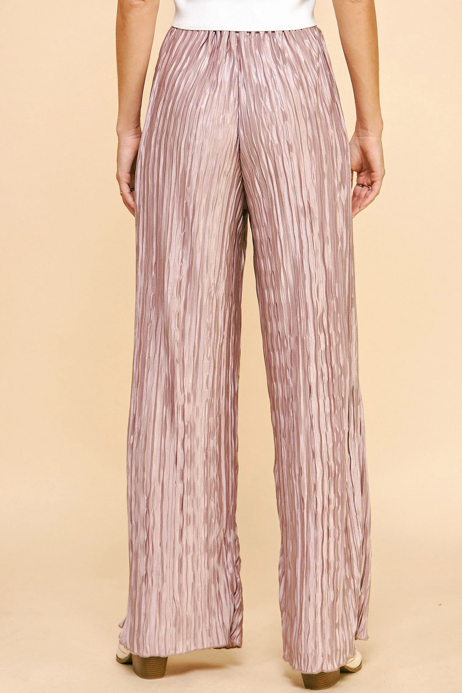 Davi & Dani Geo-pleated Elastic Waistband Pants